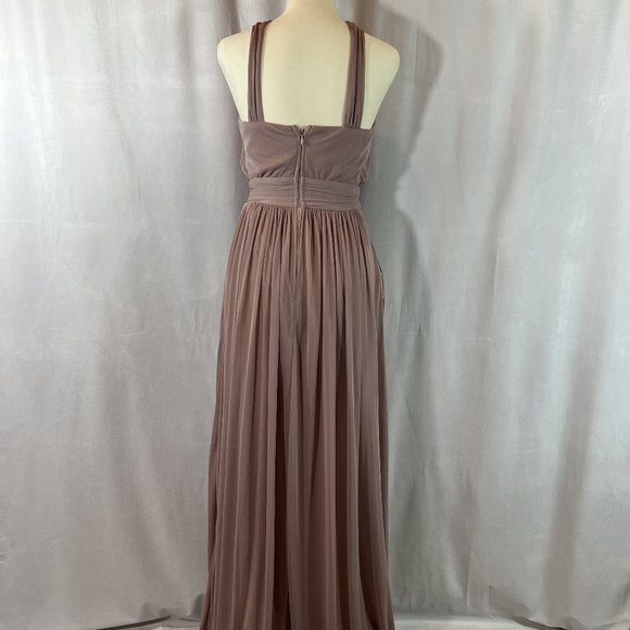 BIRDY GREY KIKO Mesh Mauve Halter Maxi Formal Dress Size Small - Picture 6 of 13